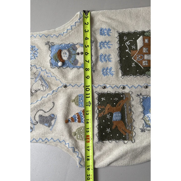 Women’s Vintage Winter Sweater Vest Size M Holiday Blue White Christmas Y2K 90s - Picture 8 of 11